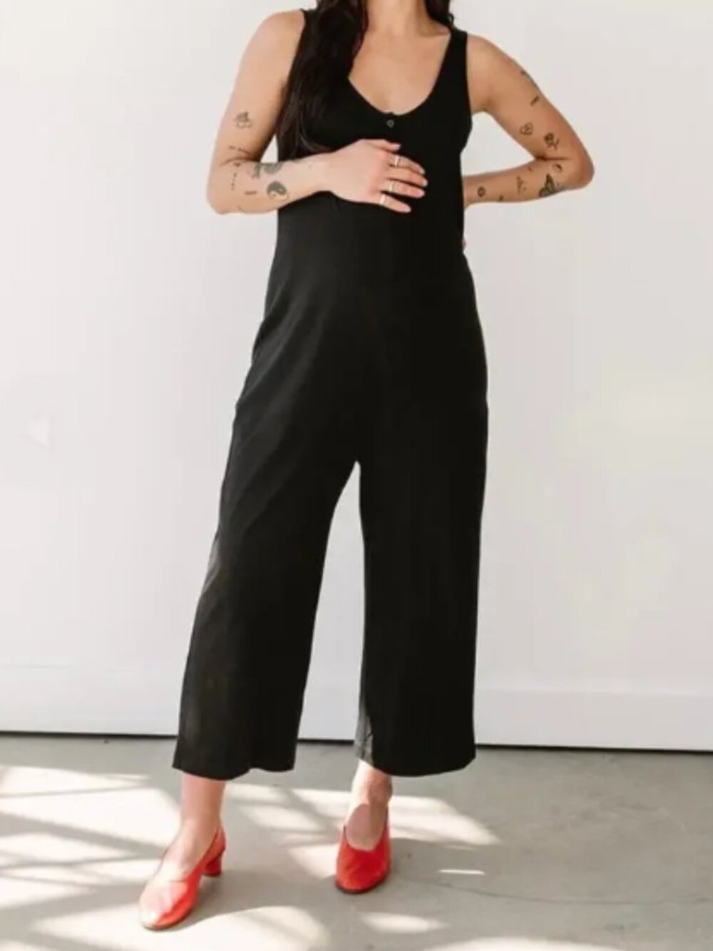 Storq MVP Maternity Sleeveless Wide-Leg Ankle Length Jumpsuit - Womens Small 4/6